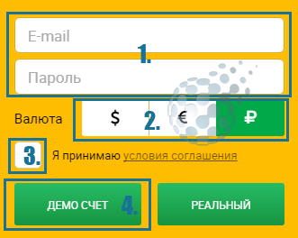 Открытие торгового счета в Binomo